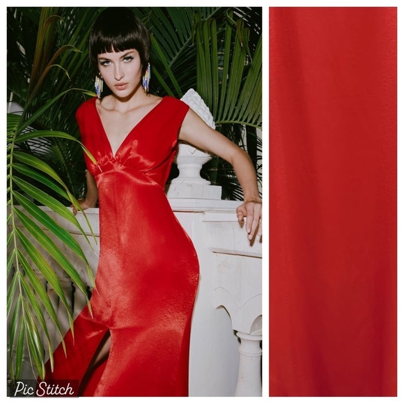 NWT. Zara Intense Red Satin Effect Lingerie Style Midi Dress. Size M. - Picture 1 of 8